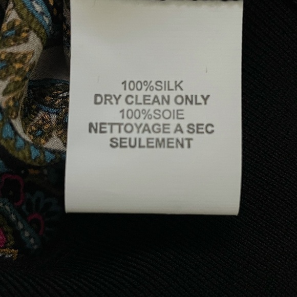 TRINA Turk 100% Silk Paisley Button Down Elastic Waist Long Sleeve Blouse, Small - Picture 5 of 8